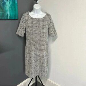 Lands' End Women’s 6 Midi Dress Pockets Black White Office Business Professional